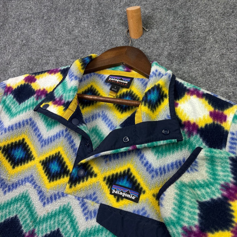 Patagonia Synchilla Fleece Pullover Mens L Multi Geometric Snap-T STY25455 FA16
